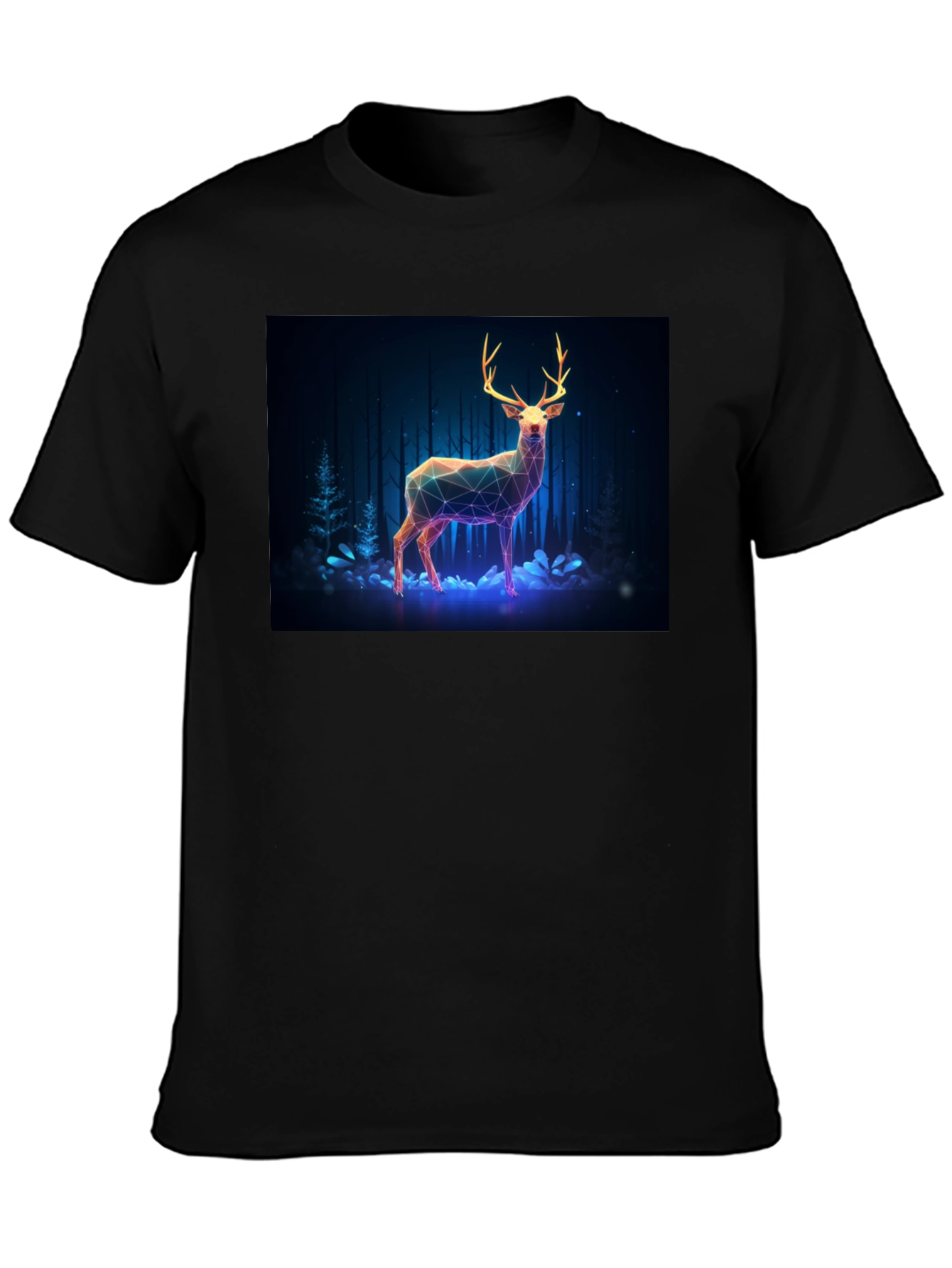 Geometric Deer Graphic Tee - Mens Black T-Shirt