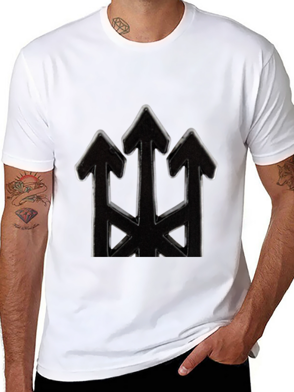 Mens Black Arrow Trident Graphic Tee