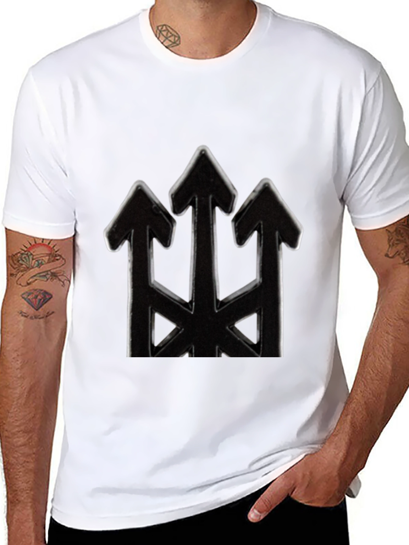 Mens Black Arrow Trident Graphic Tee