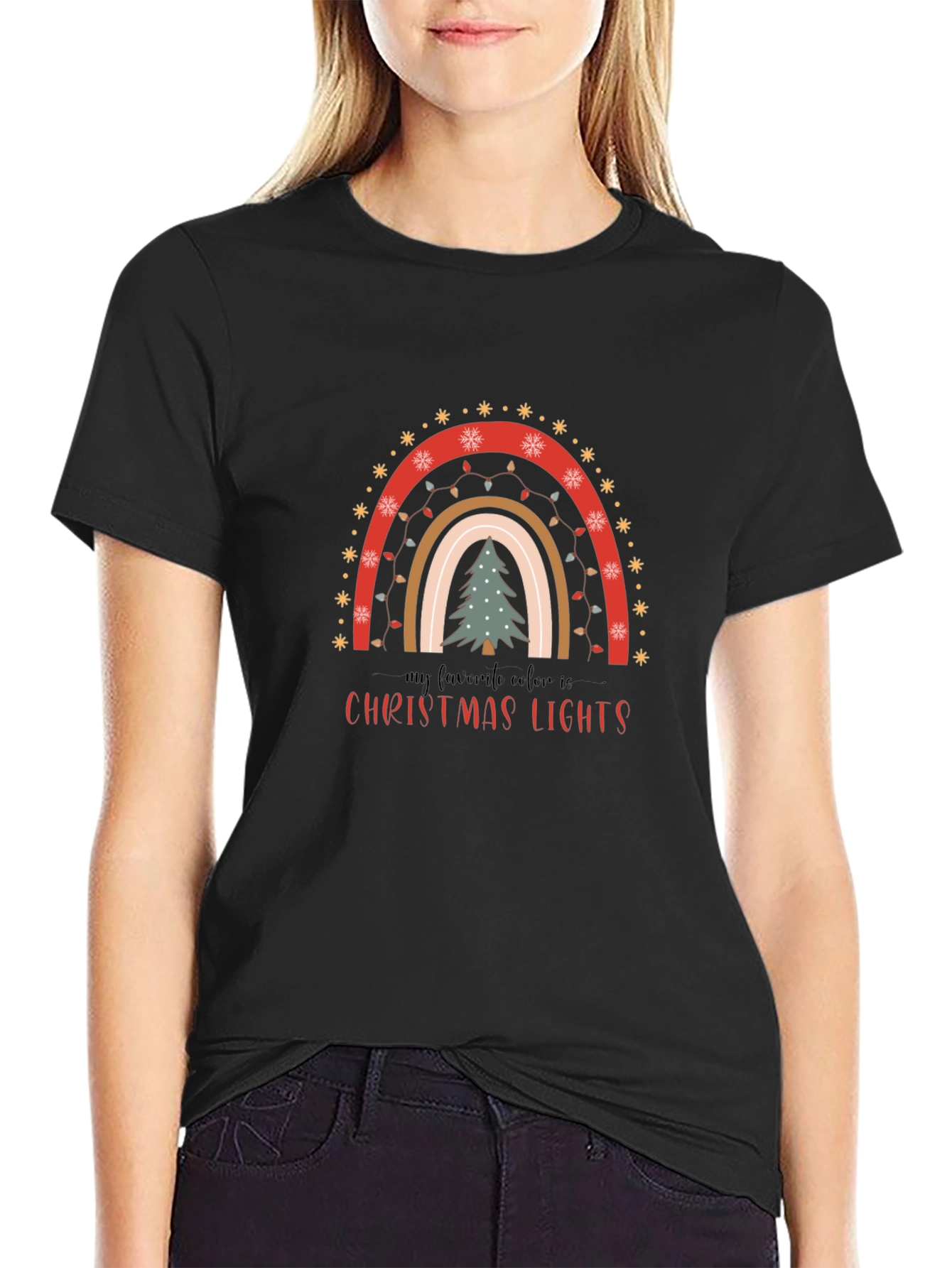 Christmas Lights Rainbow Graphic Tee