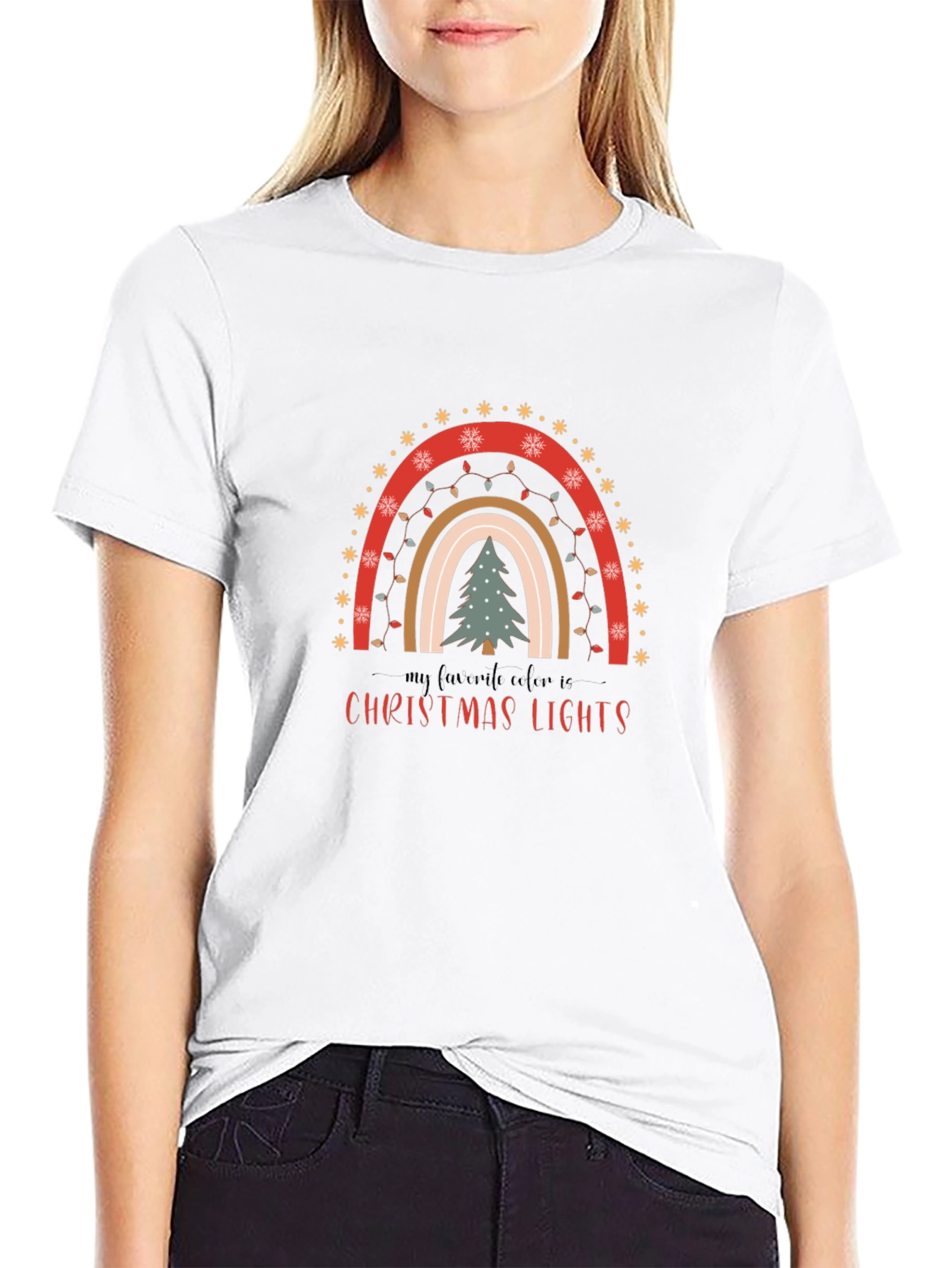 Christmas Lights Rainbow Graphic Tee