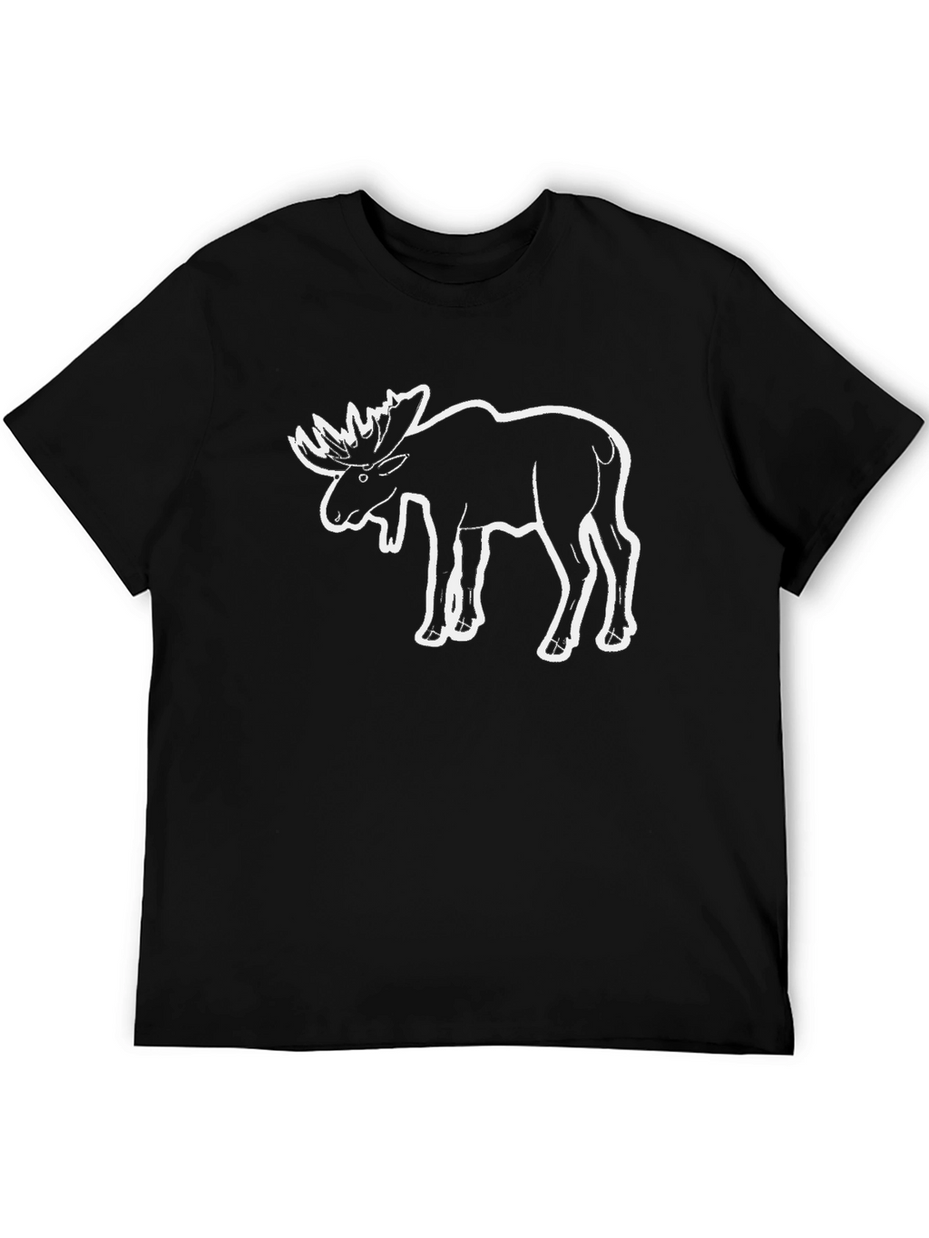 Moose Graphic Tee - Black Cotton Casual T-Shirt