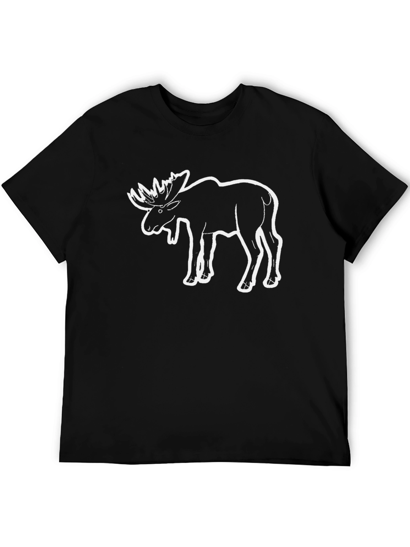 Moose Graphic Tee - Black Cotton Casual T-Shirt