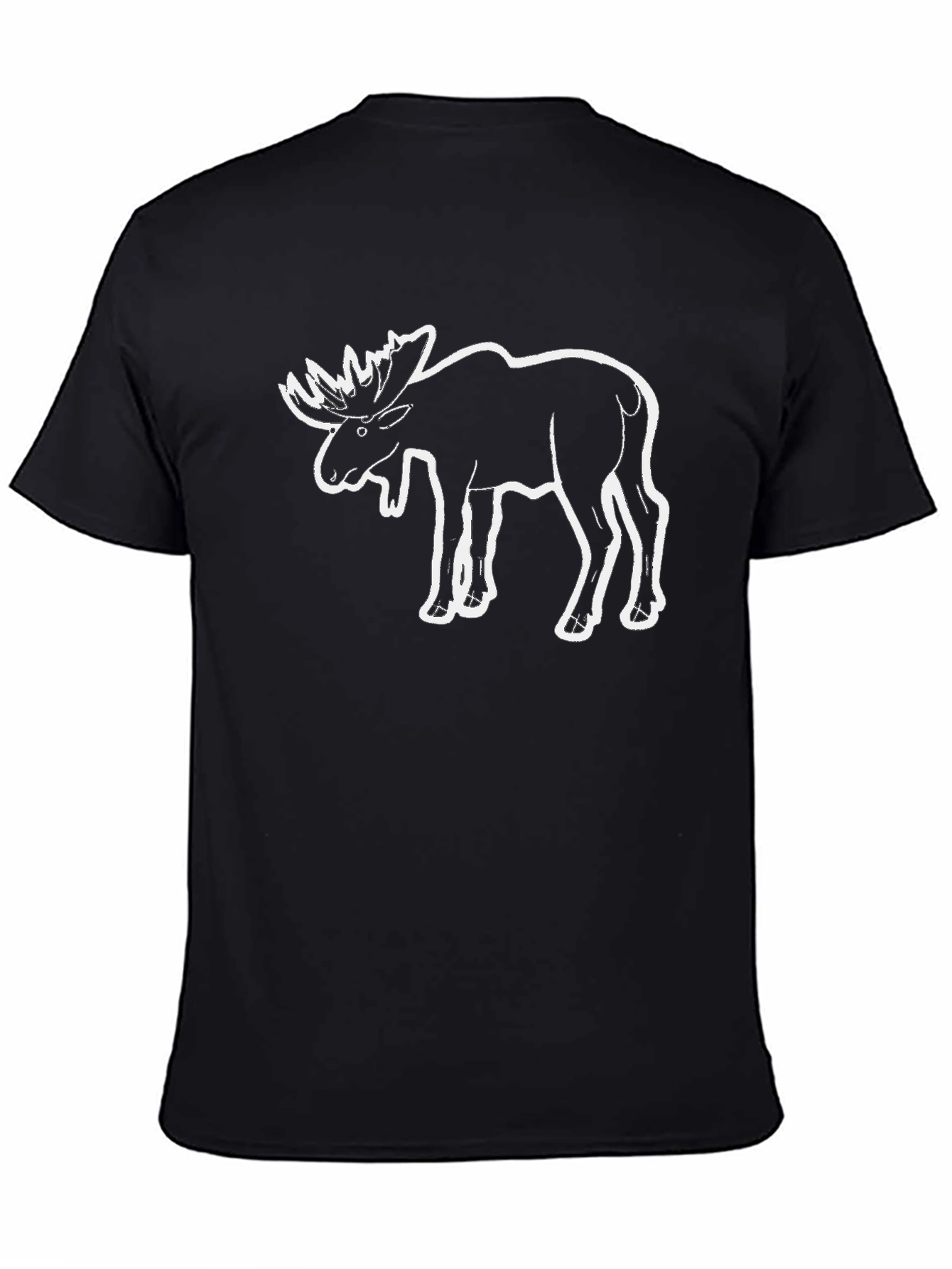 Moose Graphic Tee - Black Cotton Casual T-Shirt
