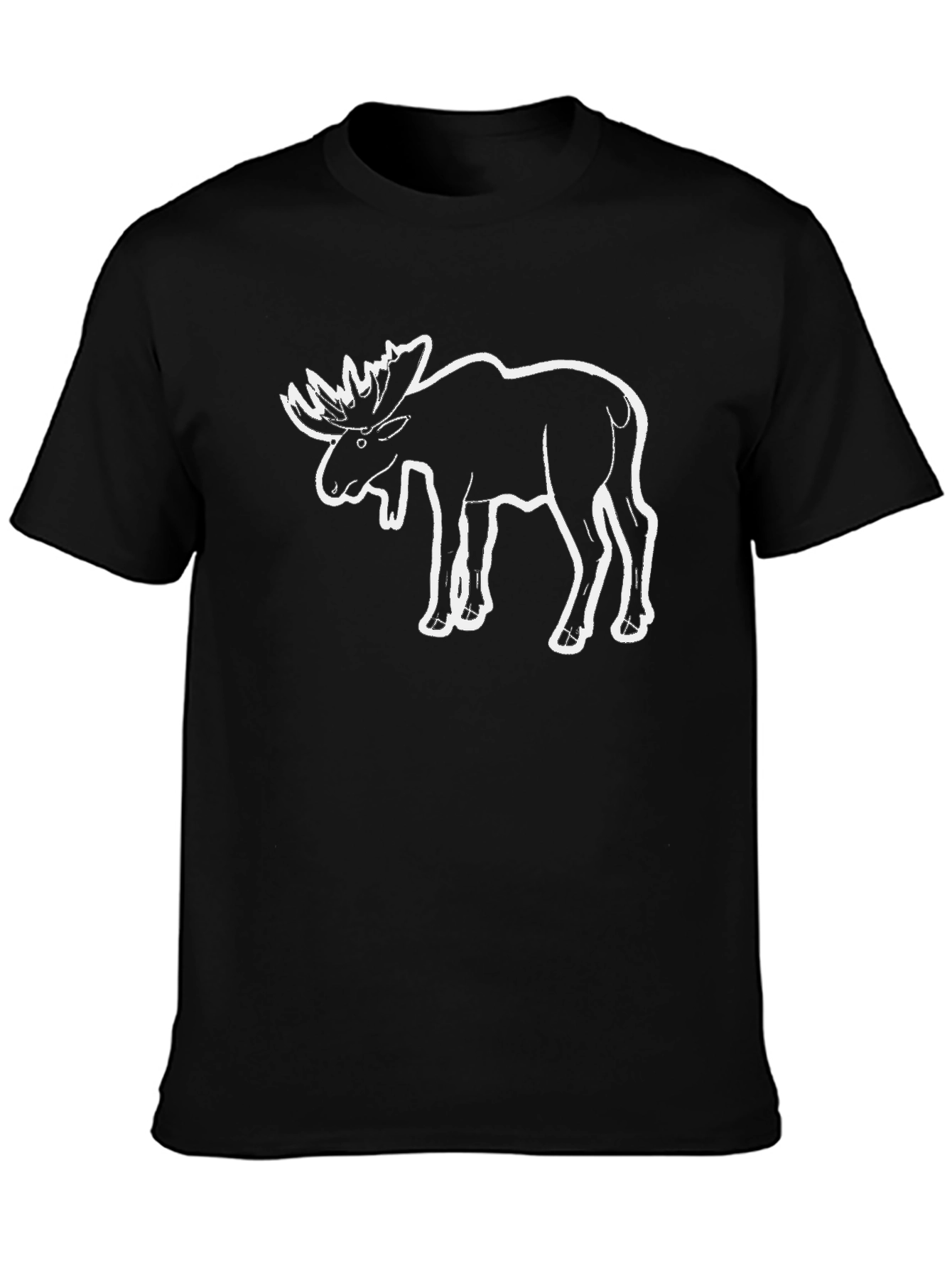 Moose Graphic Tee - Black Cotton Casual T-Shirt
