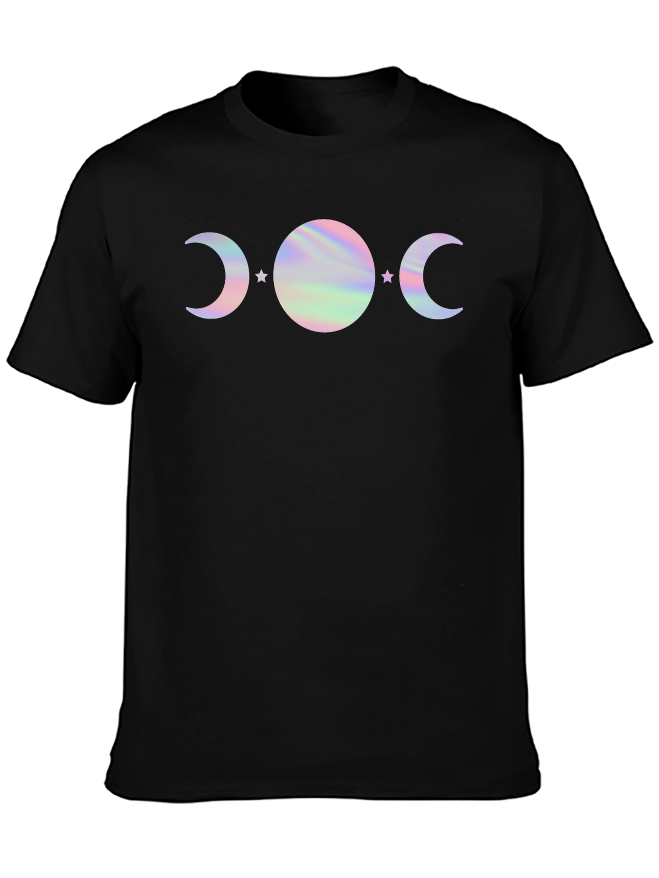 Mystic Moon Phases Graphic Tee - Holographic Design