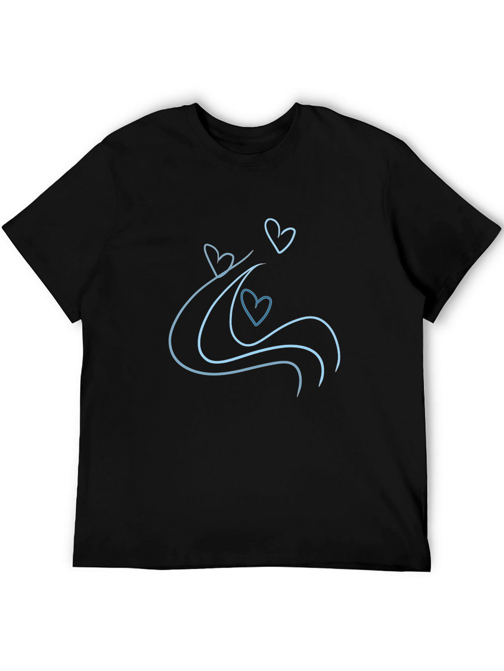 Heart Wave Black Tee - Minimalist Design