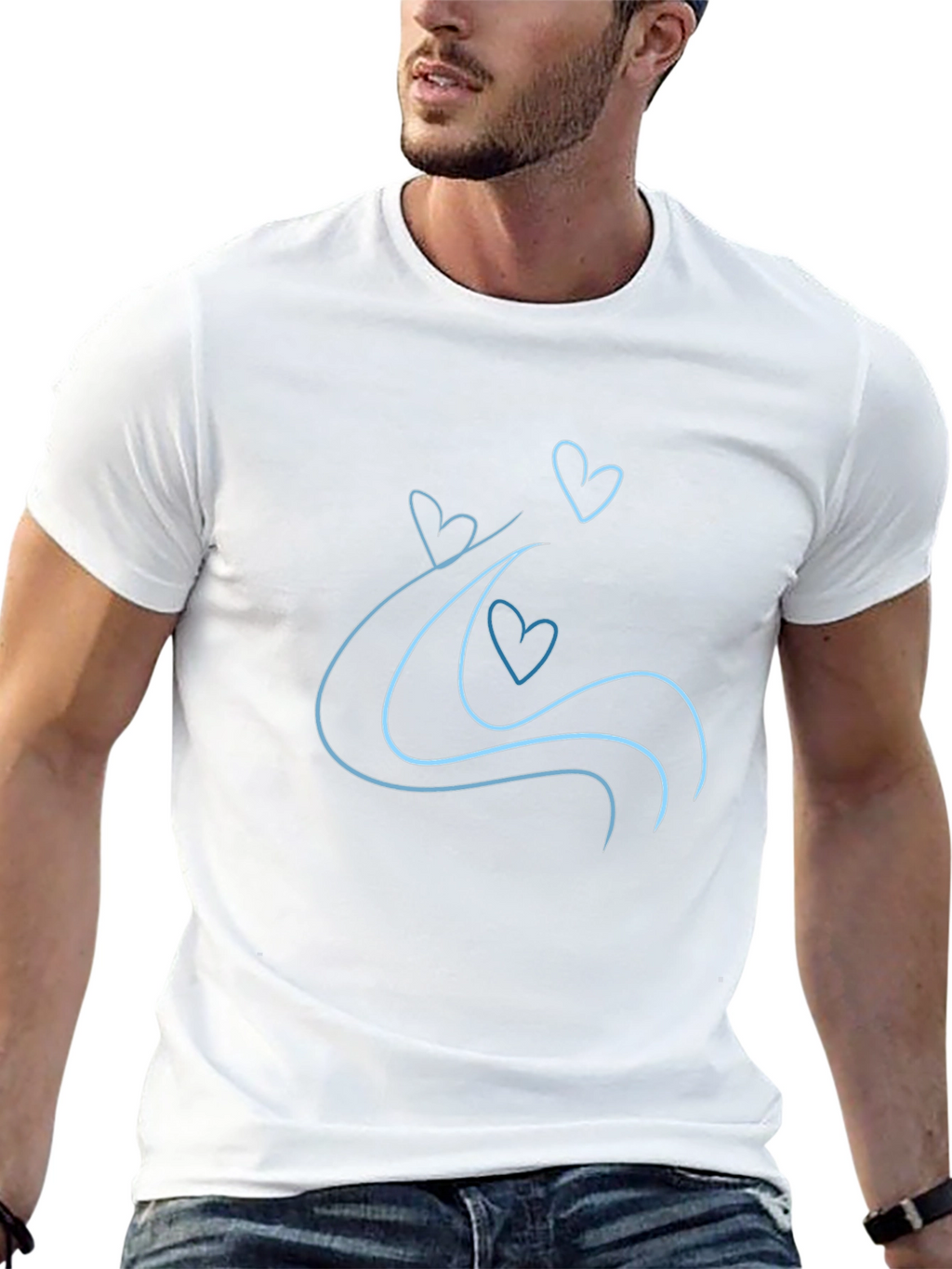 Heart Wave Black Tee - Minimalist Design