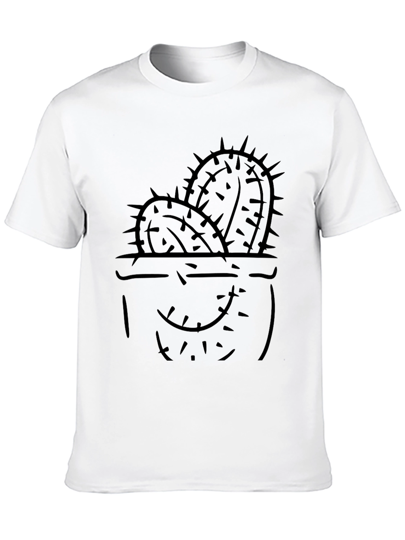 Cactus Graphic Tee - Black Cotton Casual Shirt
