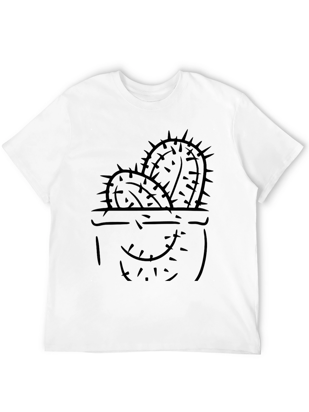 Cactus Graphic Tee - Black Cotton Casual Shirt