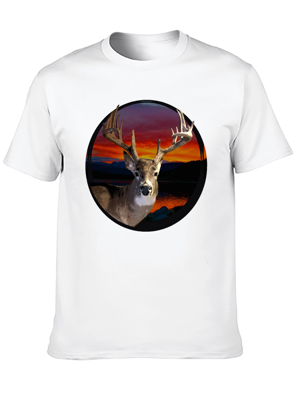 Deer Sunset Graphic Tee - Mens Black T-Shirt