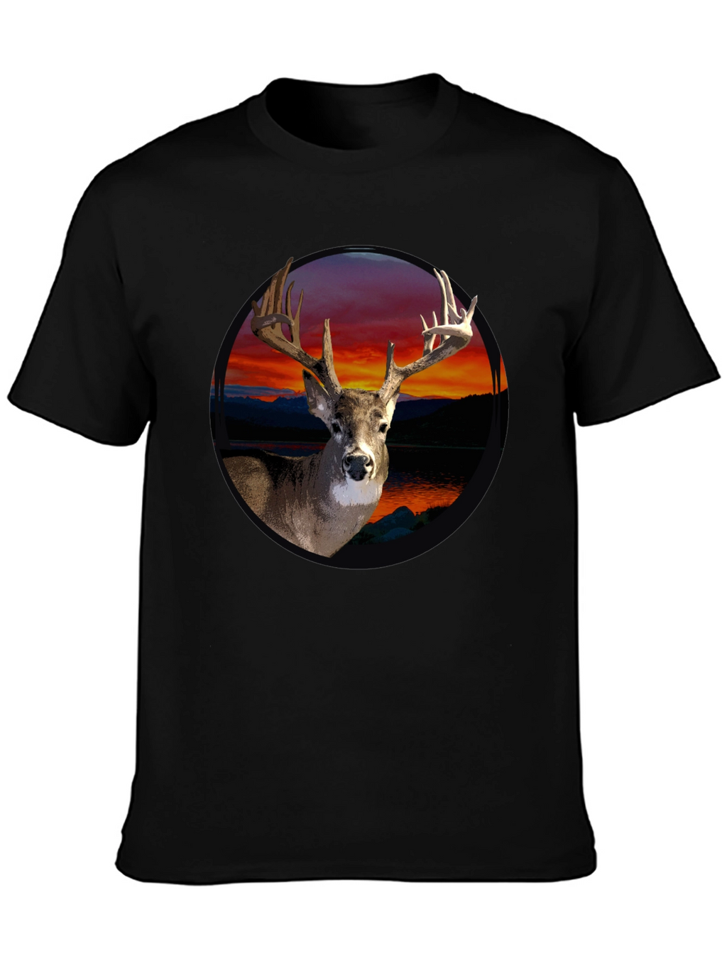 Deer Sunset Graphic Tee - Mens Black T-Shirt