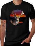 Deer Sunset Graphic Tee - Mens Black T-Shirt