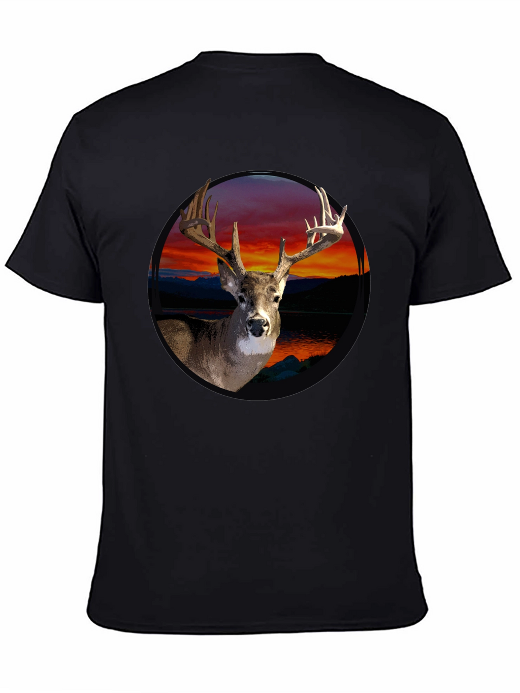 Deer Sunset Graphic Tee - Mens Black T-Shirt