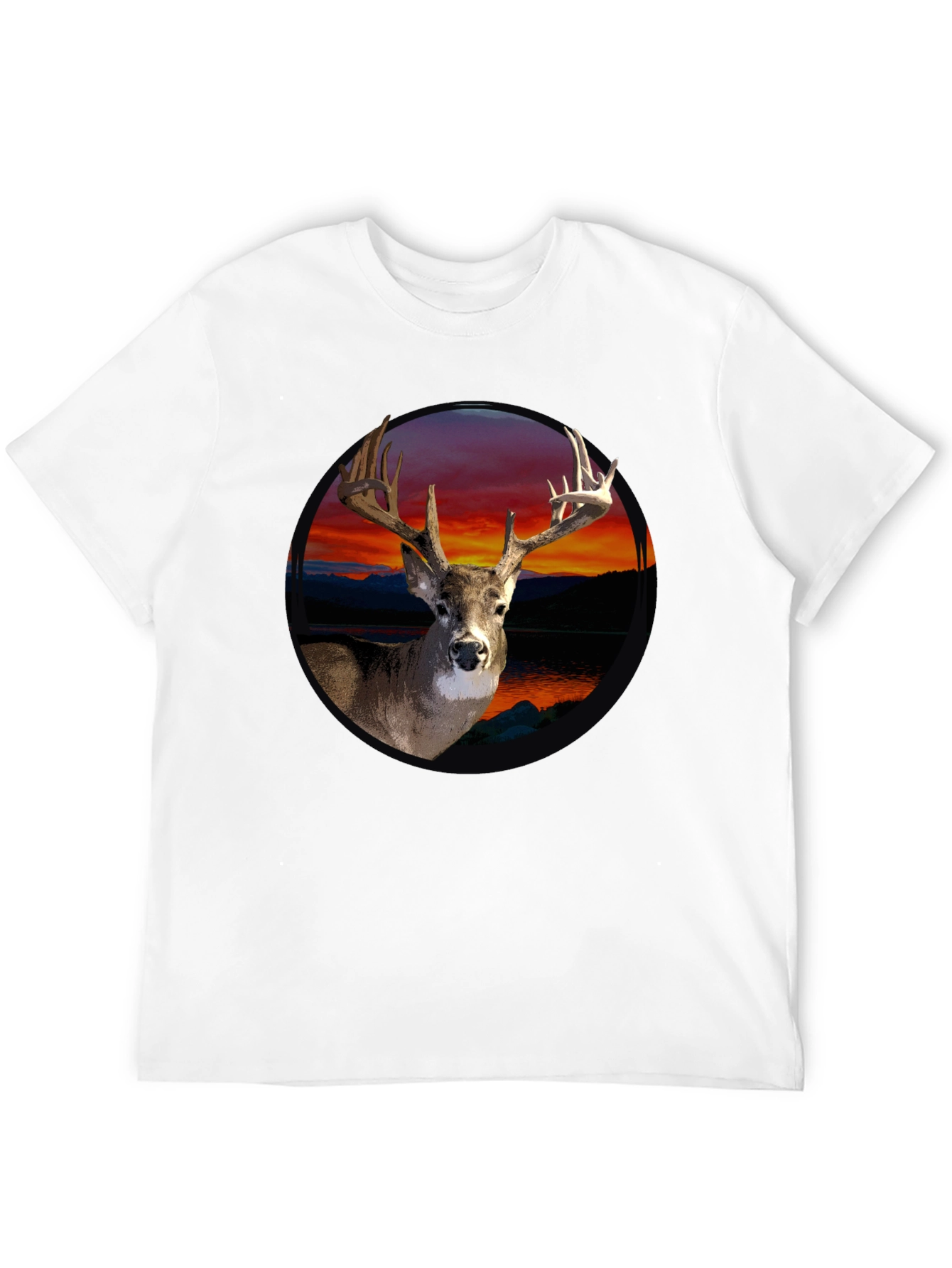 Deer Sunset Graphic Tee - Mens Black T-Shirt