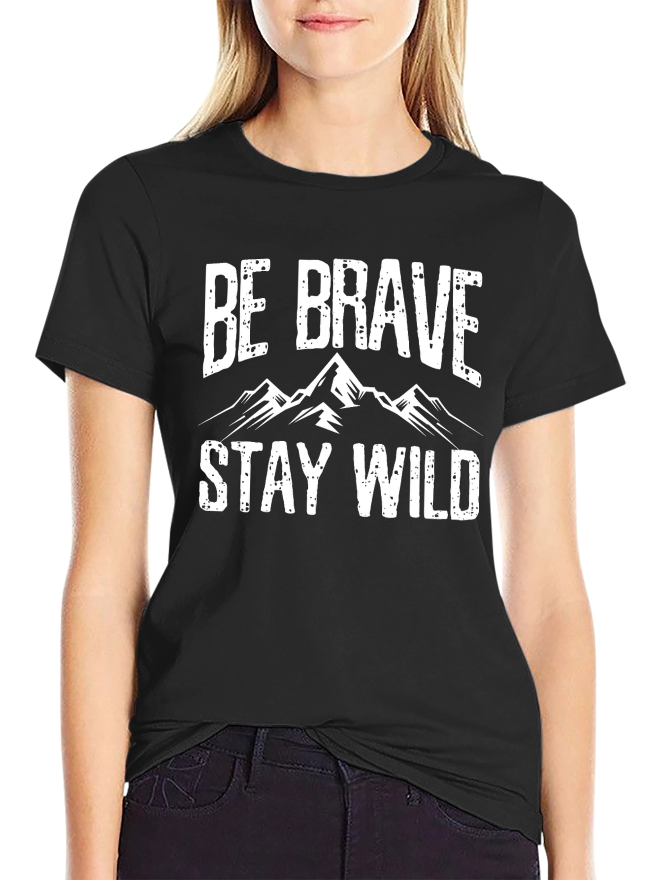 Be Brave Stay Wild Graphic Tee - Black Cotton Shirt