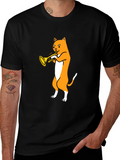 Cat Trumpet Player Graphic Tee