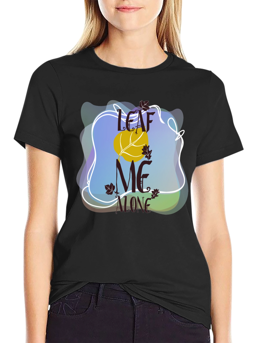 Leaf Me Alone Graphic Tee - Black