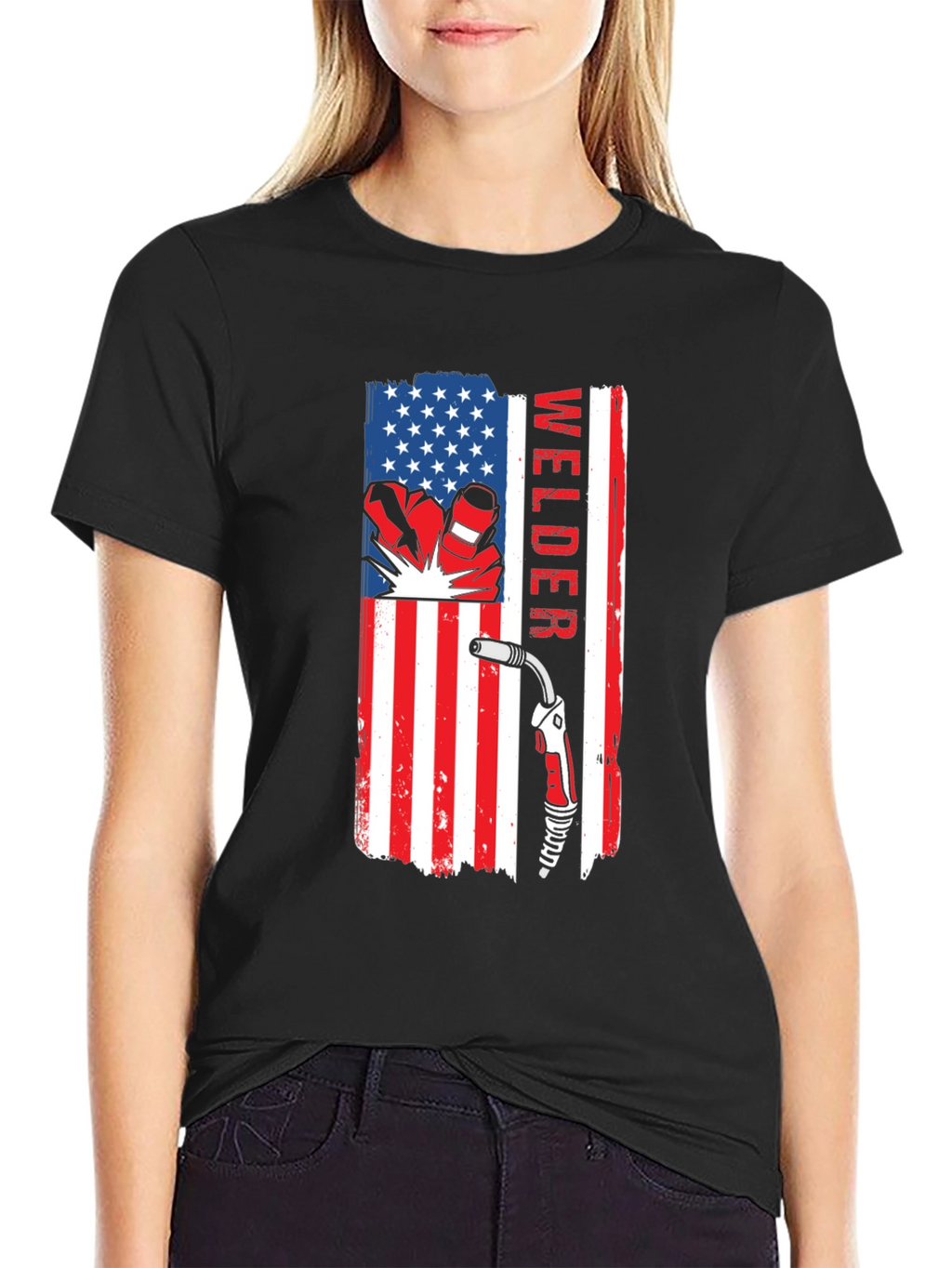 Welder USA Flag T-Shirt - Patriotic Welding Tee
