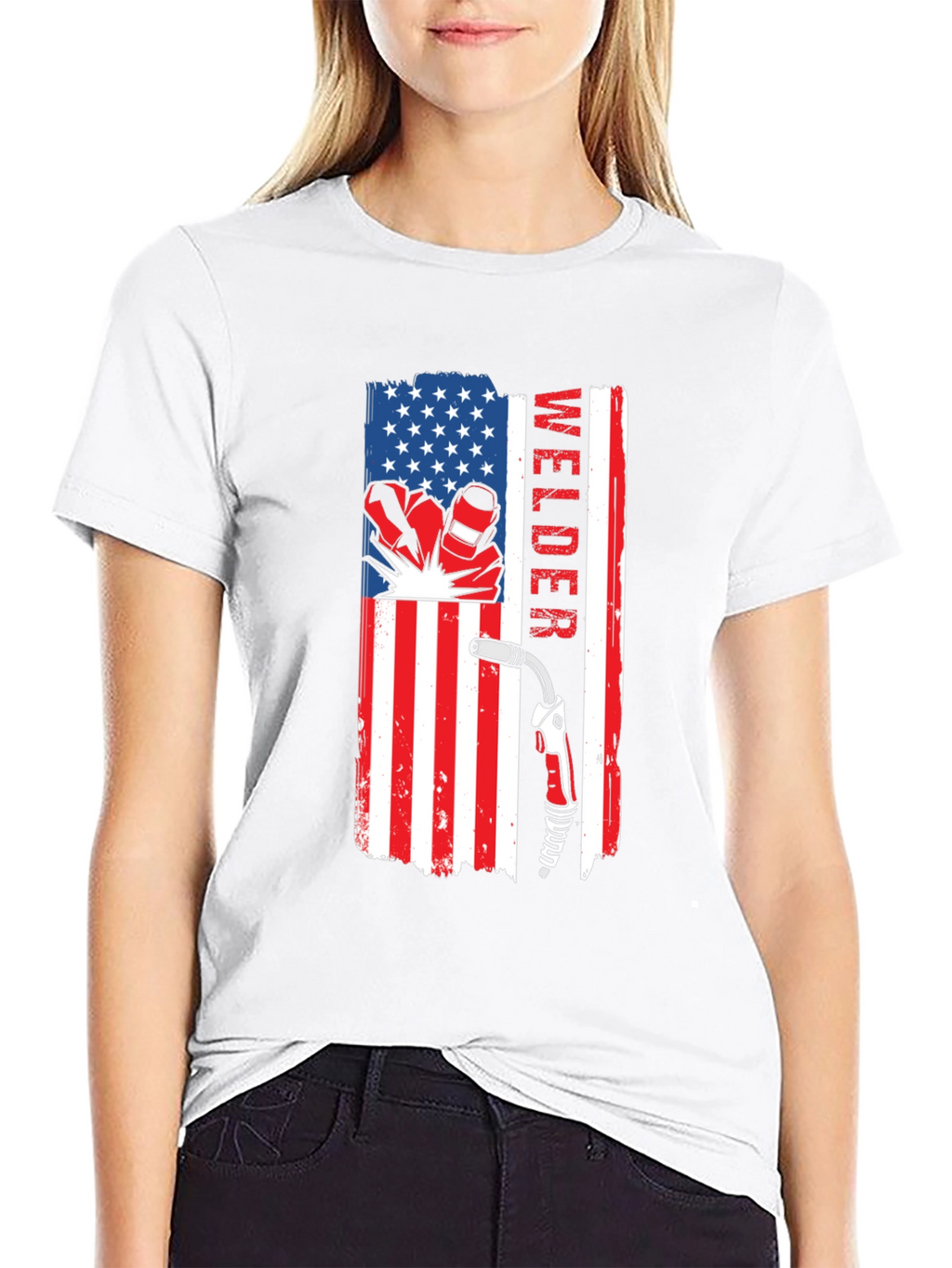 Welder USA Flag T-Shirt - Patriotic Welding Tee