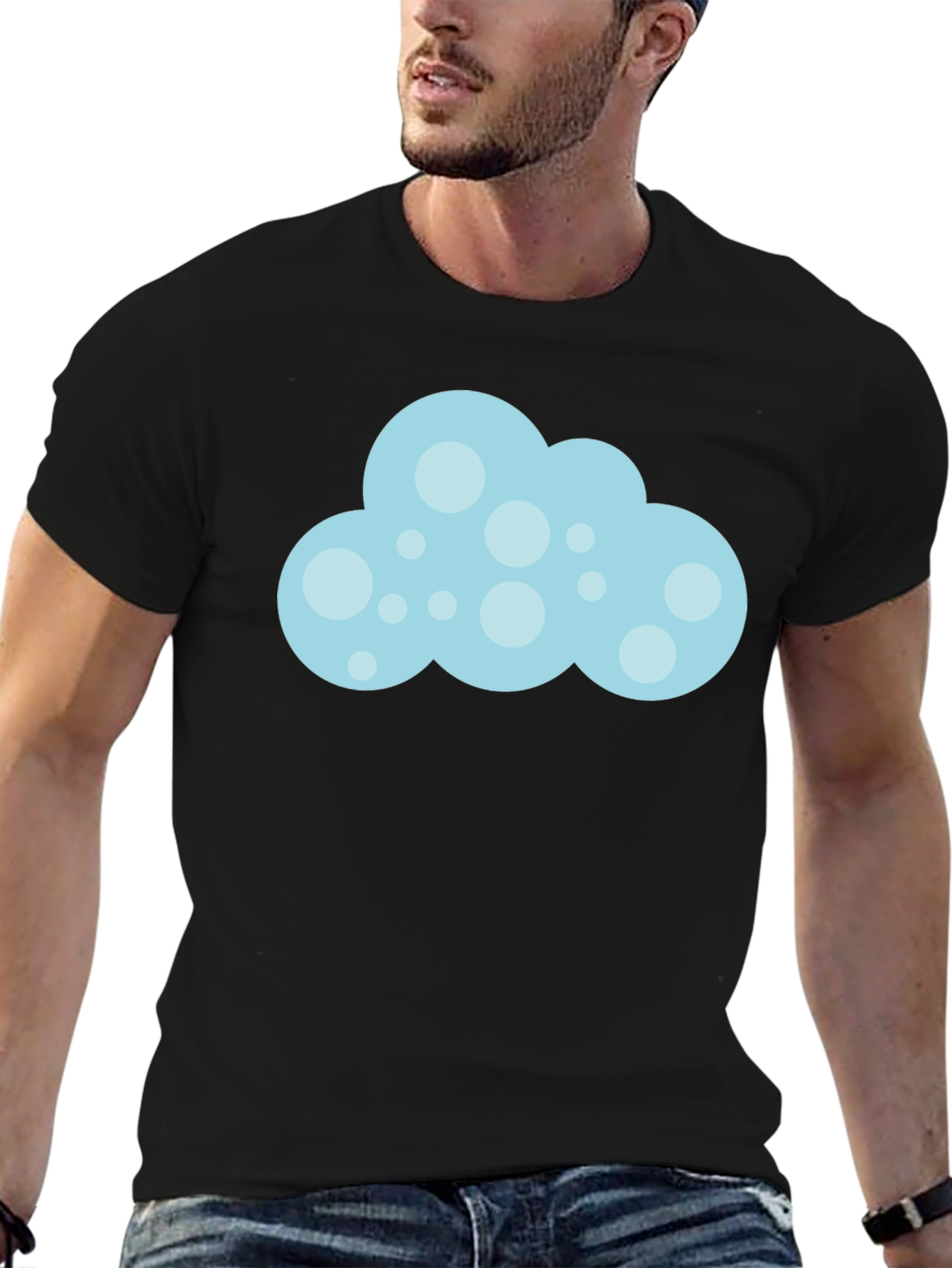 Fun Cloud Graphic Black T-Shirt