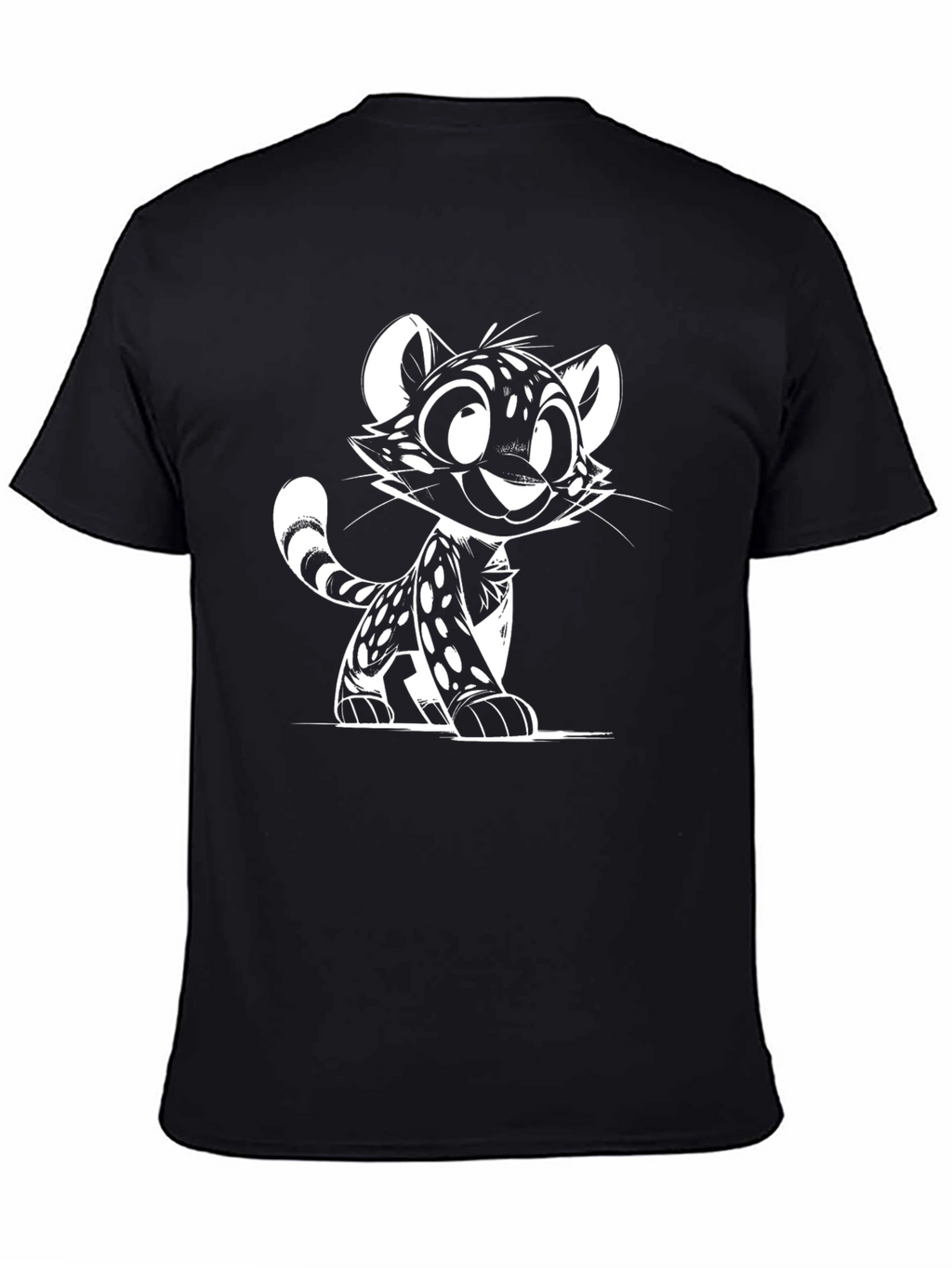 Cartoon Cat Graphic Tee - Black Unisex T-Shirt