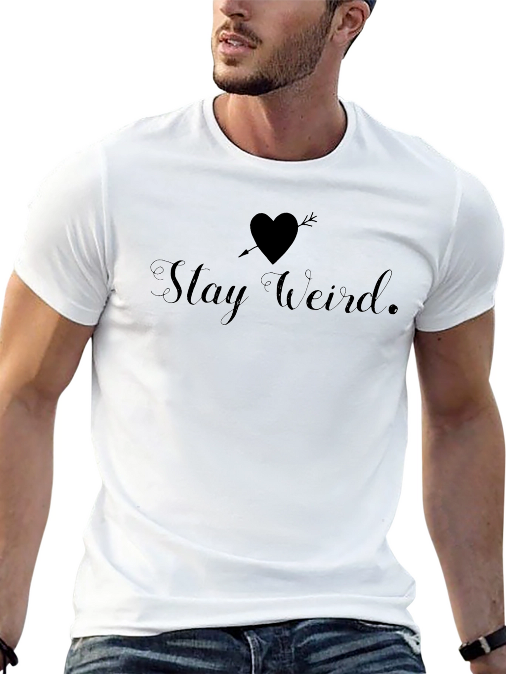 Stay Weird T-Shirt - Quirky Heart Arrow Graphic Tee