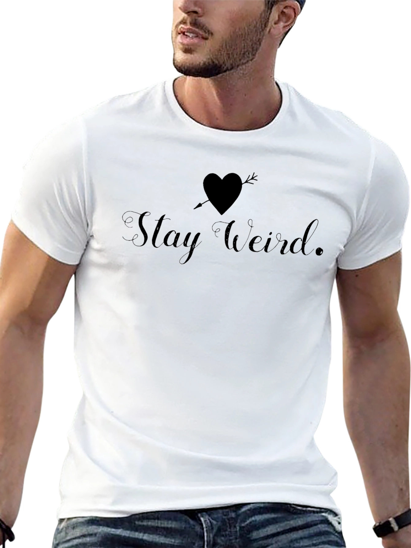 Stay Weird T-Shirt - Quirky Heart Arrow Graphic Tee