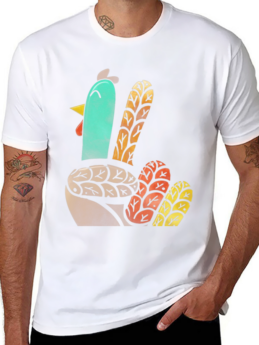 Thanksgiving Turkey Graphic Tee - Black Cotton T-Shirt