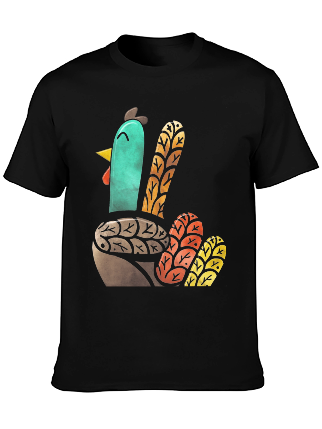 Thanksgiving Turkey Graphic Tee - Black Cotton T-Shirt