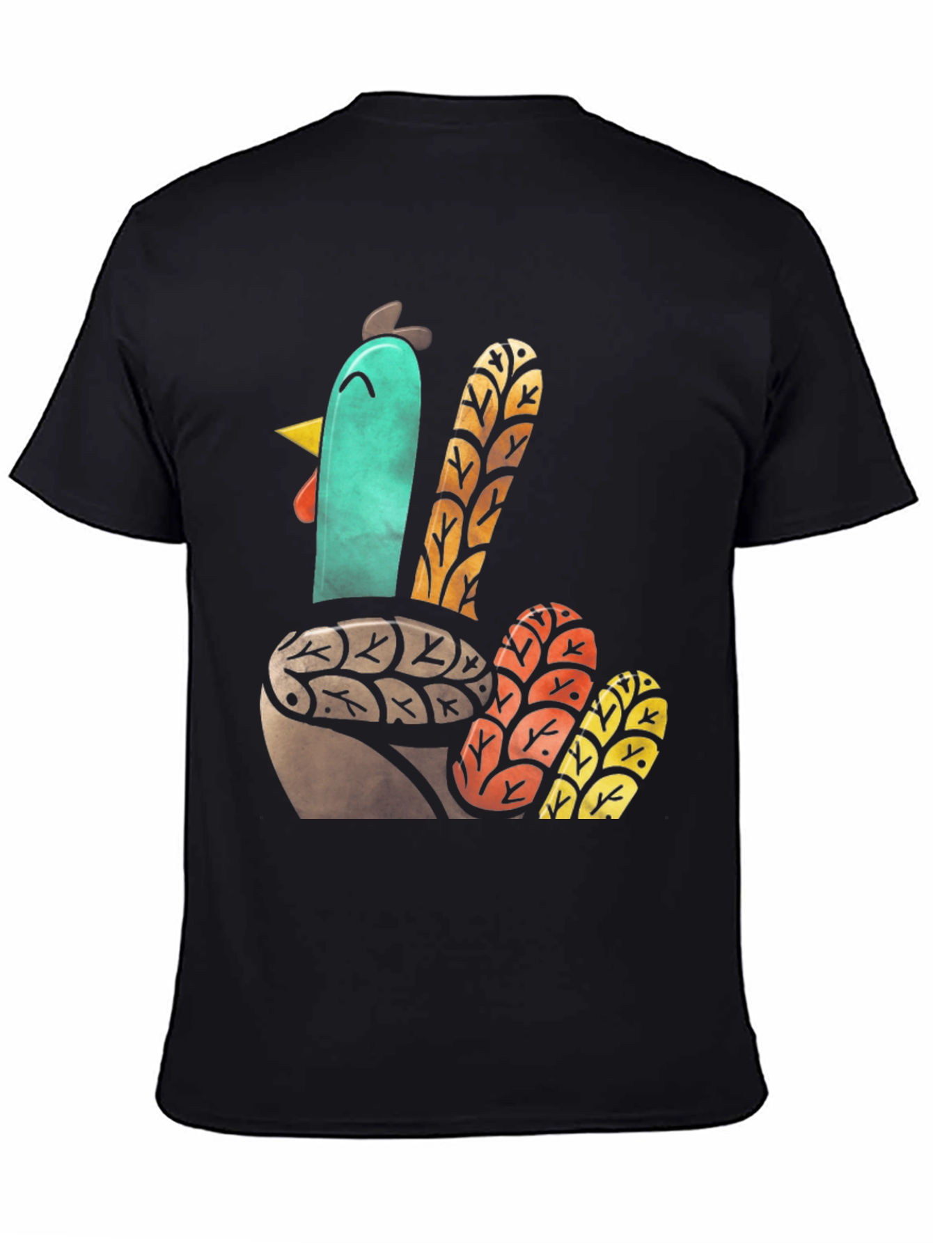 Thanksgiving Turkey Graphic Tee - Black Cotton T-Shirt