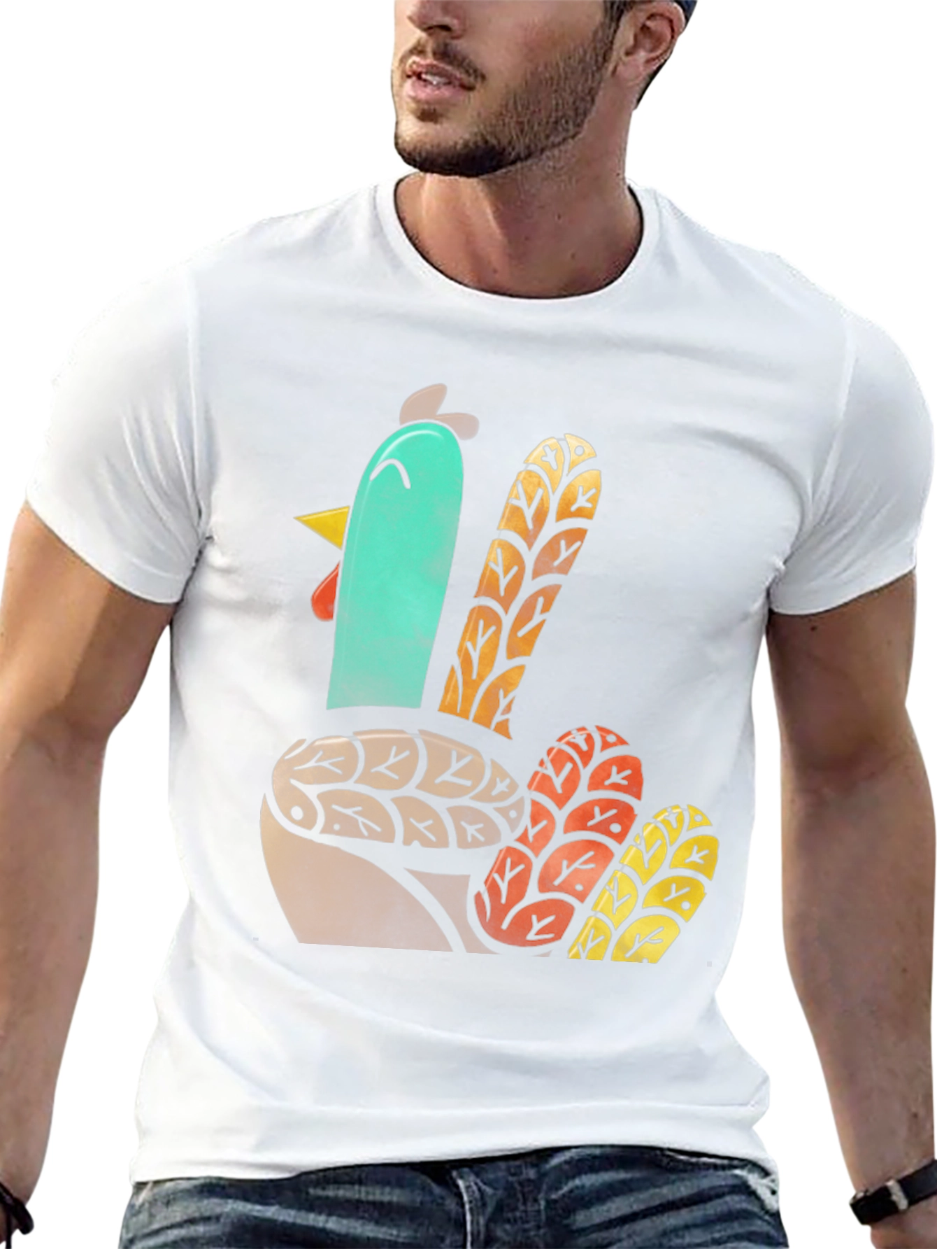 Thanksgiving Turkey Graphic Tee - Black Cotton T-Shirt