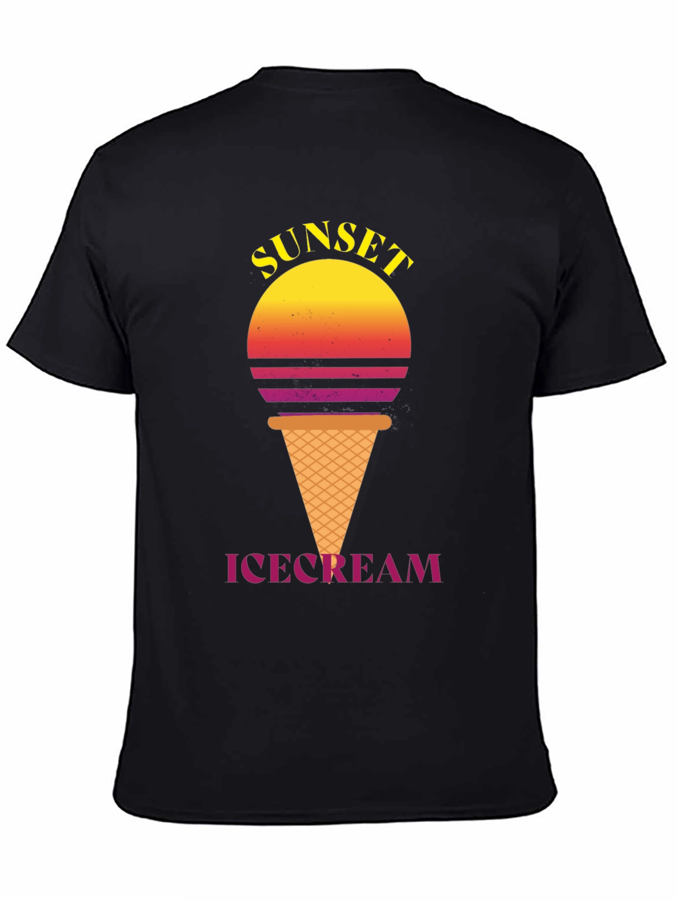 Sunset Ice Cream Graphic Tee - Stylish Black T-Shirt