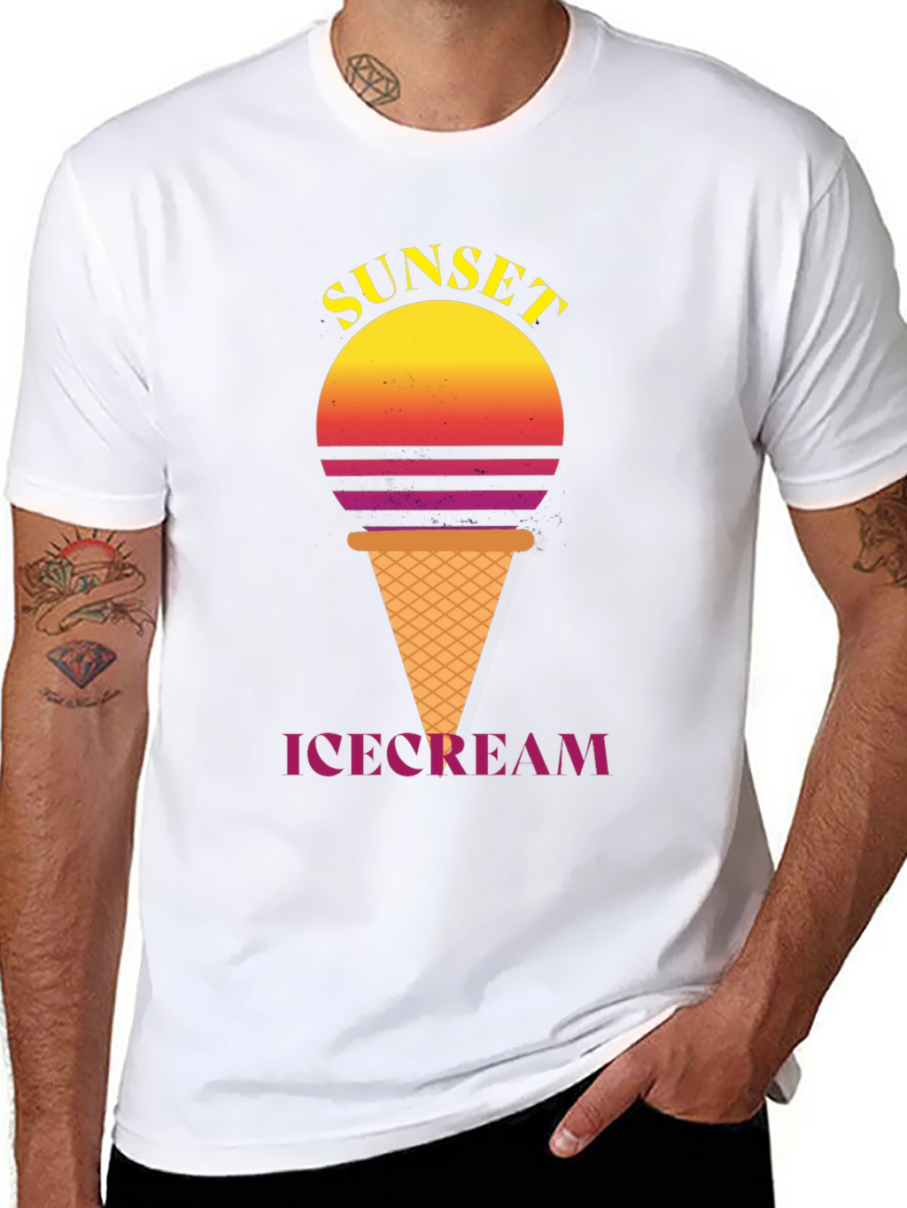 Sunset Ice Cream Graphic Tee - Stylish Black T-Shirt