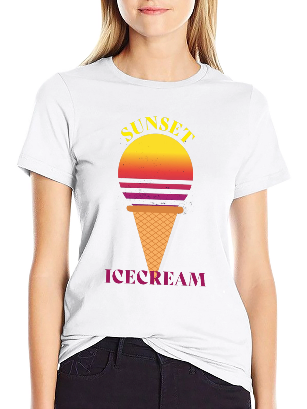 Sunset Ice Cream Graphic Tee - Stylish Black T-Shirt