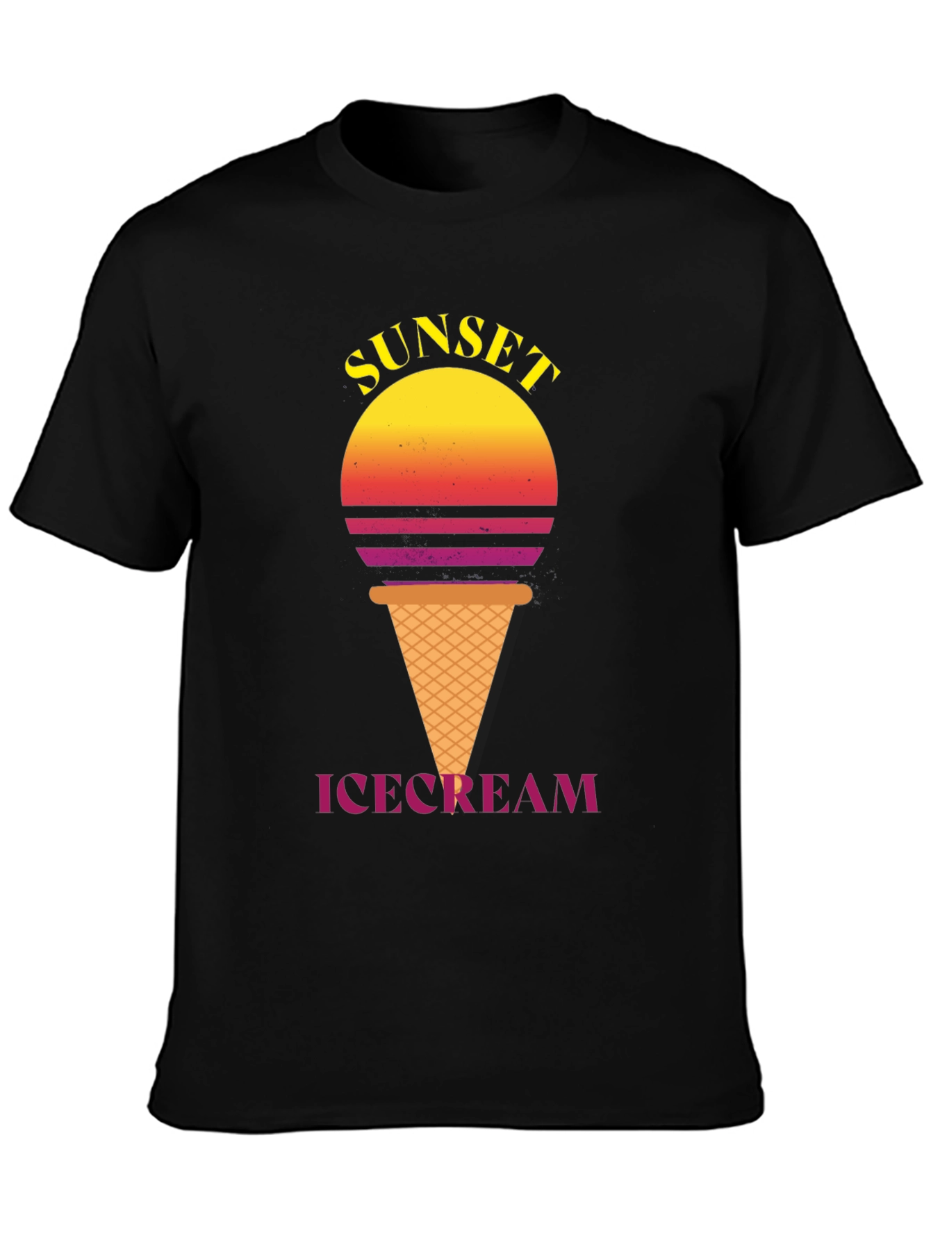 Sunset Ice Cream Graphic Tee - Stylish Black T-Shirt