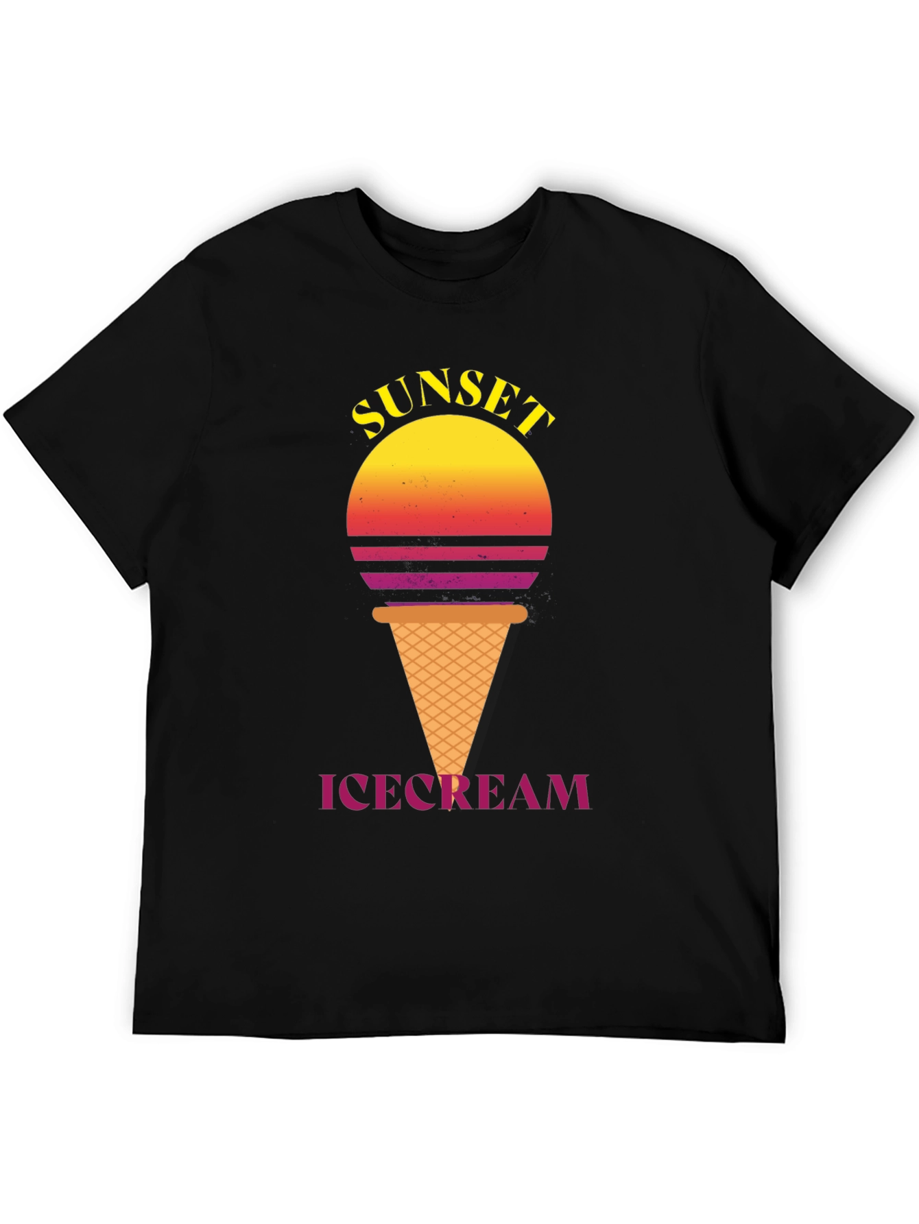Sunset Ice Cream Graphic Tee - Stylish Black T-Shirt