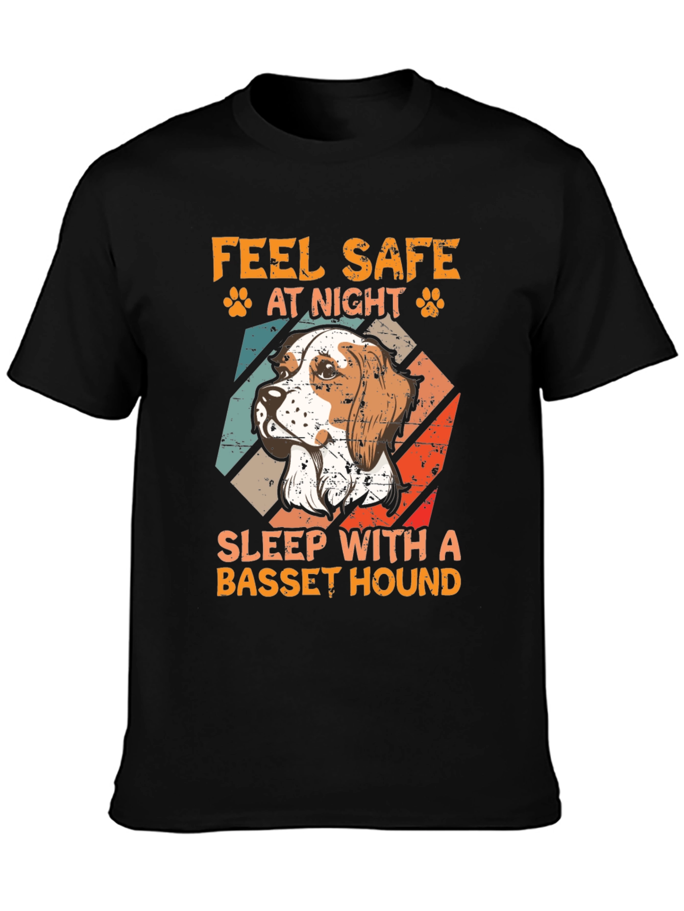 Feel Safe at Night Basset Hound Graphic Tee