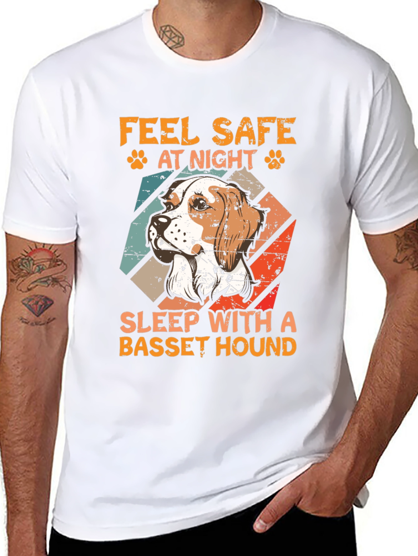 Feel Safe at Night Basset Hound Graphic Tee