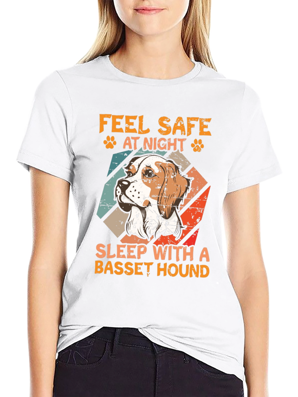 Feel Safe at Night Basset Hound Graphic Tee