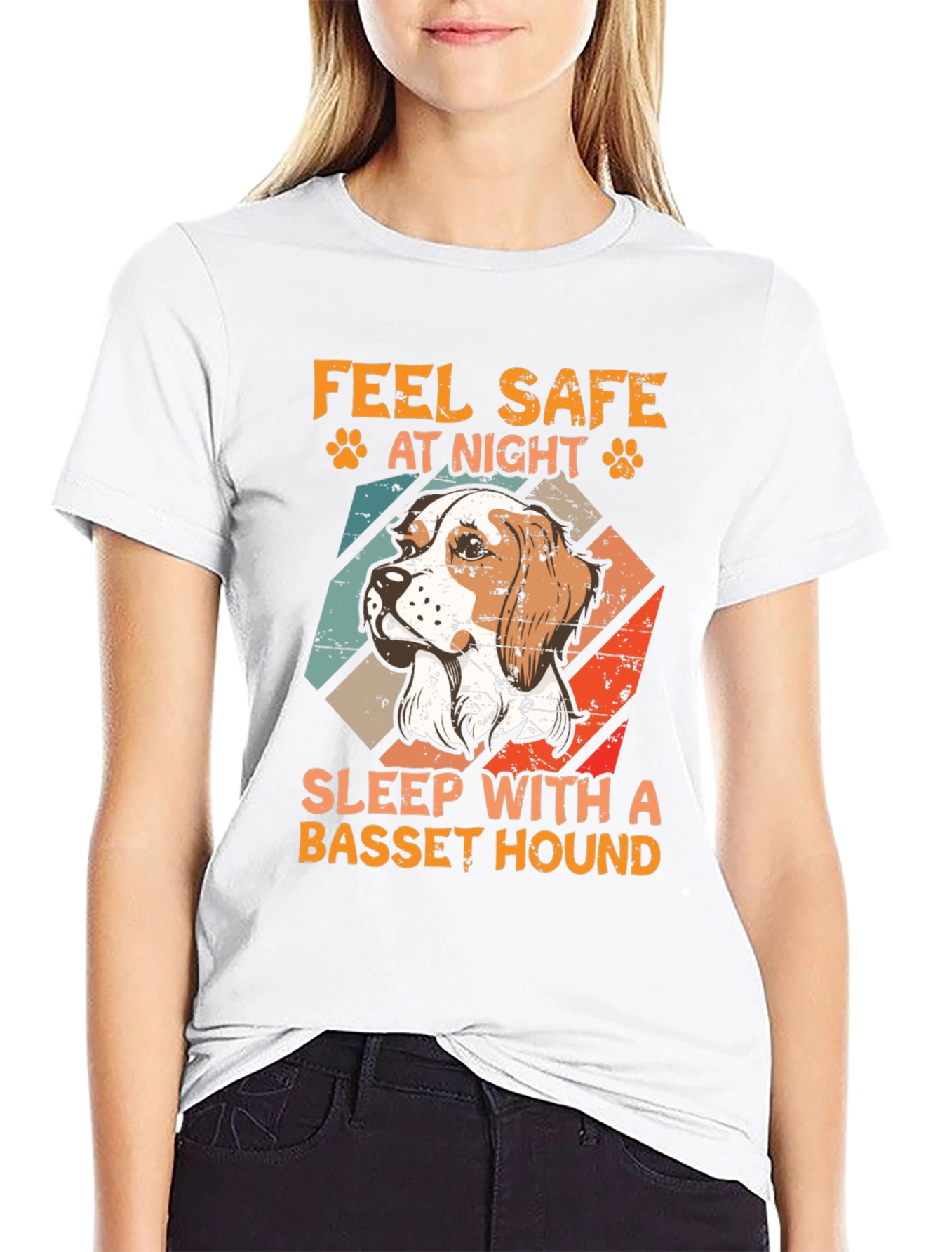 Feel Safe at Night Basset Hound Graphic Tee