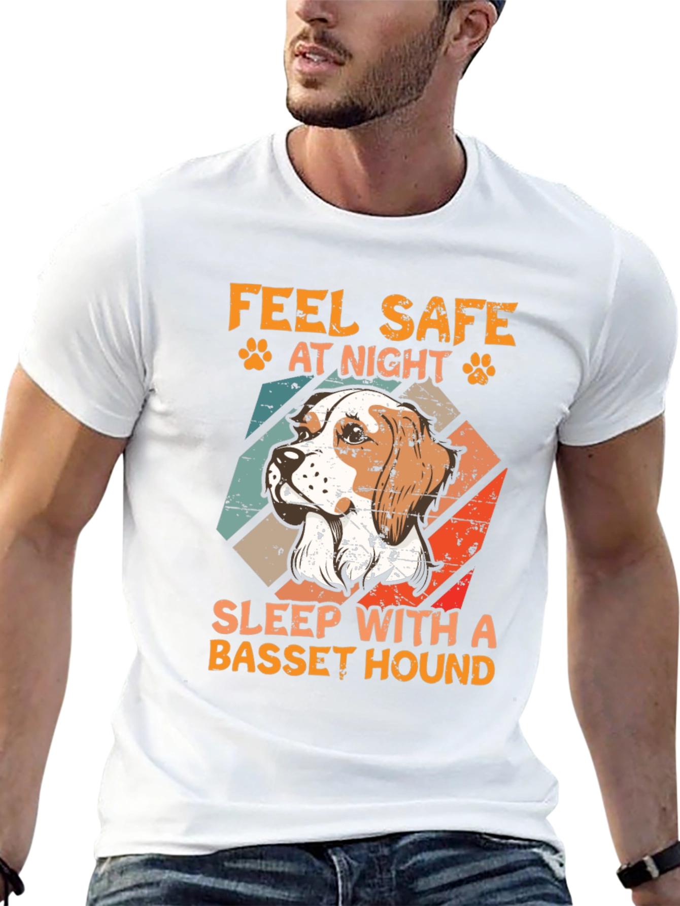 Feel Safe at Night Basset Hound Graphic Tee