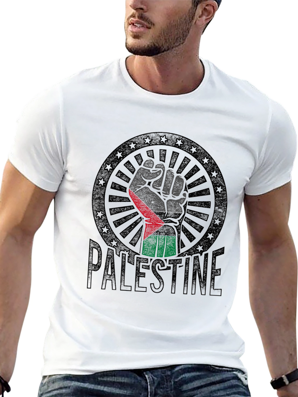 Palestine Flag Fist T-Shirt - Solidarity & Support