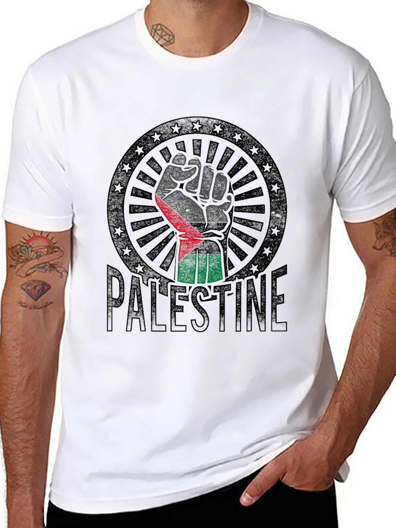 Palestine Flag Fist T-Shirt - Solidarity & Support