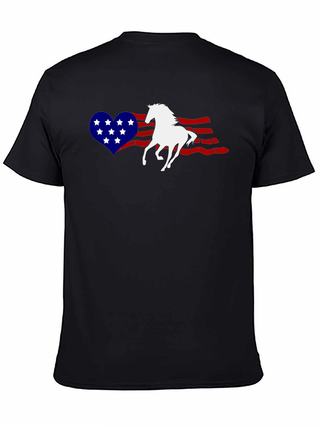 Patriotic Horse Heart USA Flag Graphic T-Shirt