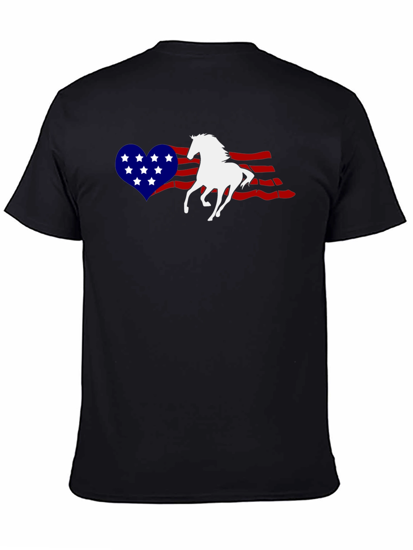 Patriotic Horse Heart USA Flag Graphic T-Shirt