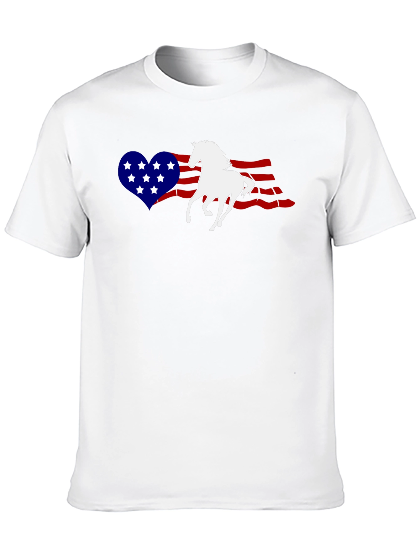 Patriotic Horse Heart USA Flag Graphic T-Shirt