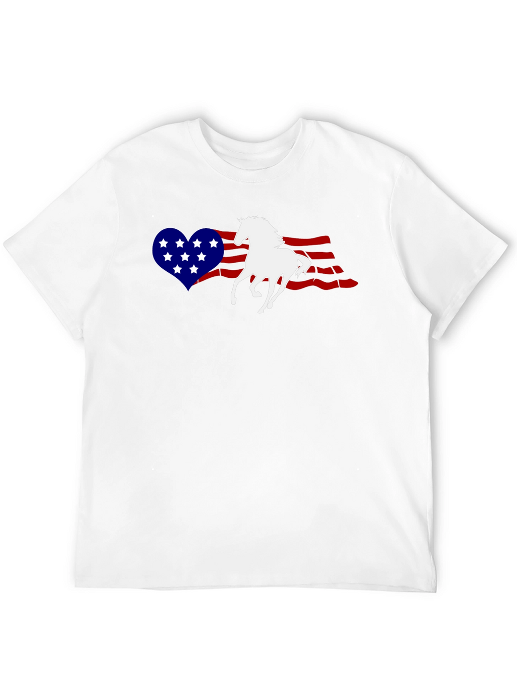 Patriotic Horse Heart USA Flag Graphic T-Shirt