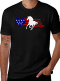 Patriotic Horse Heart USA Flag Graphic T-Shirt