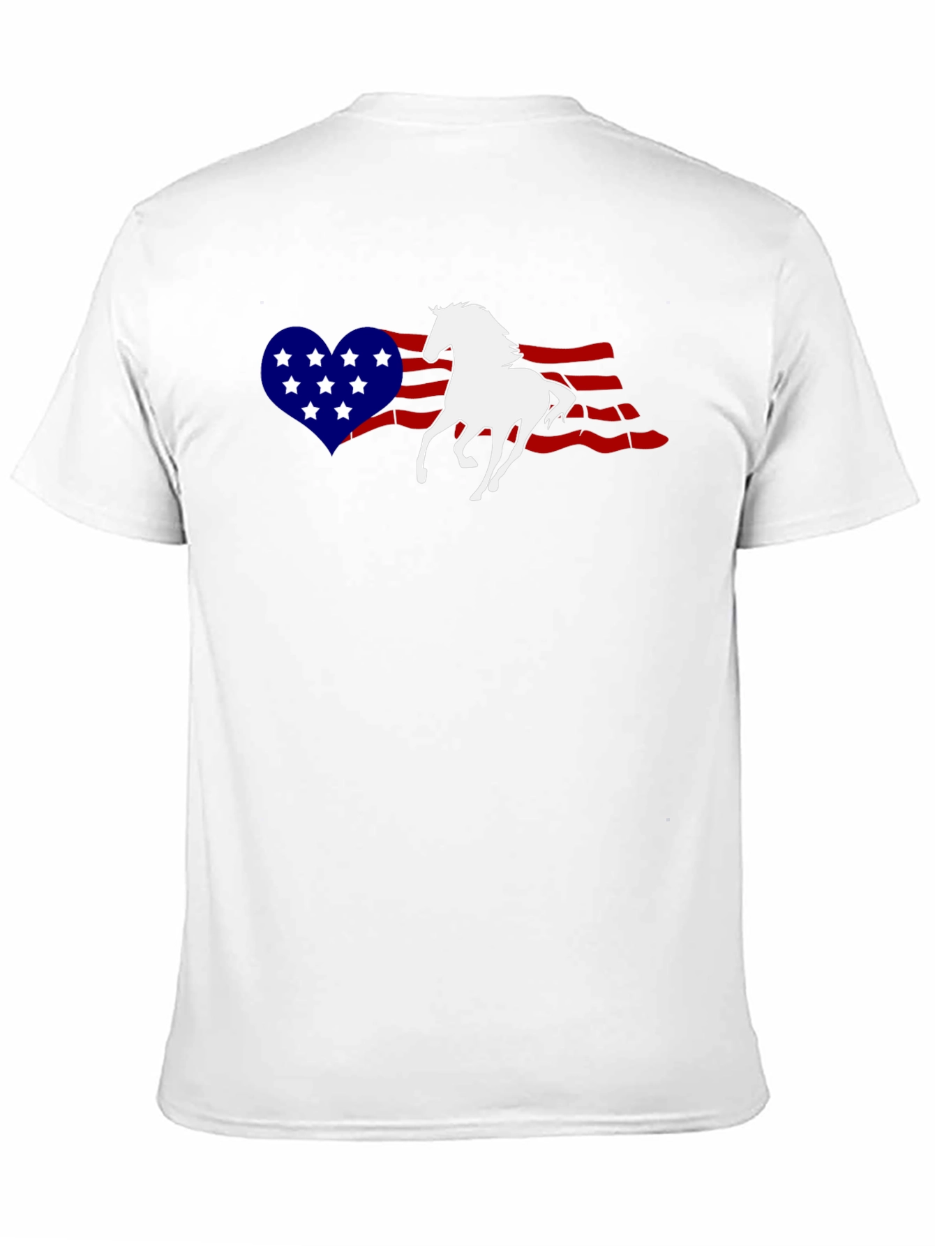 Patriotic Horse Heart USA Flag Graphic T-Shirt